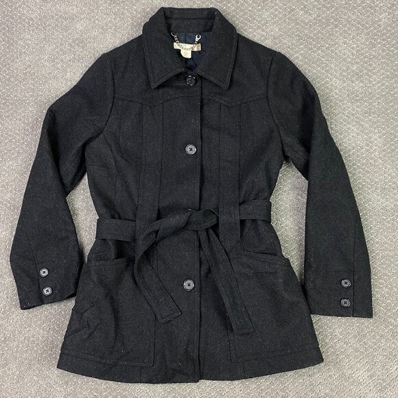 J. CREW Overcoat Over Coat Women's Small Charcoal Thinsulate Wool Blend Belted - Picture 1 of 14